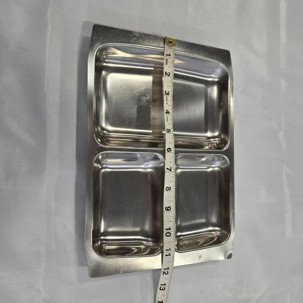 Selandia Serving Tray 11.5x8.5 Silver Stainless Steel 18/8 3 Compartment MCM